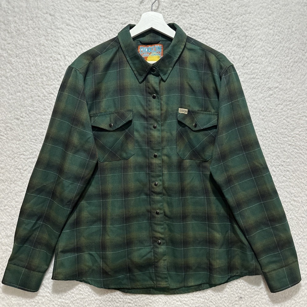 Dixxon Torrey Flannel Shirt Size XL Green Plaid Snap Front Long Sleeve Workwear